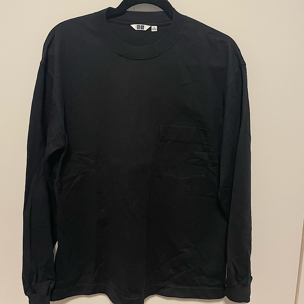 Men's Cotton Crew Neck Long-Sleeve T-Shirt - Black